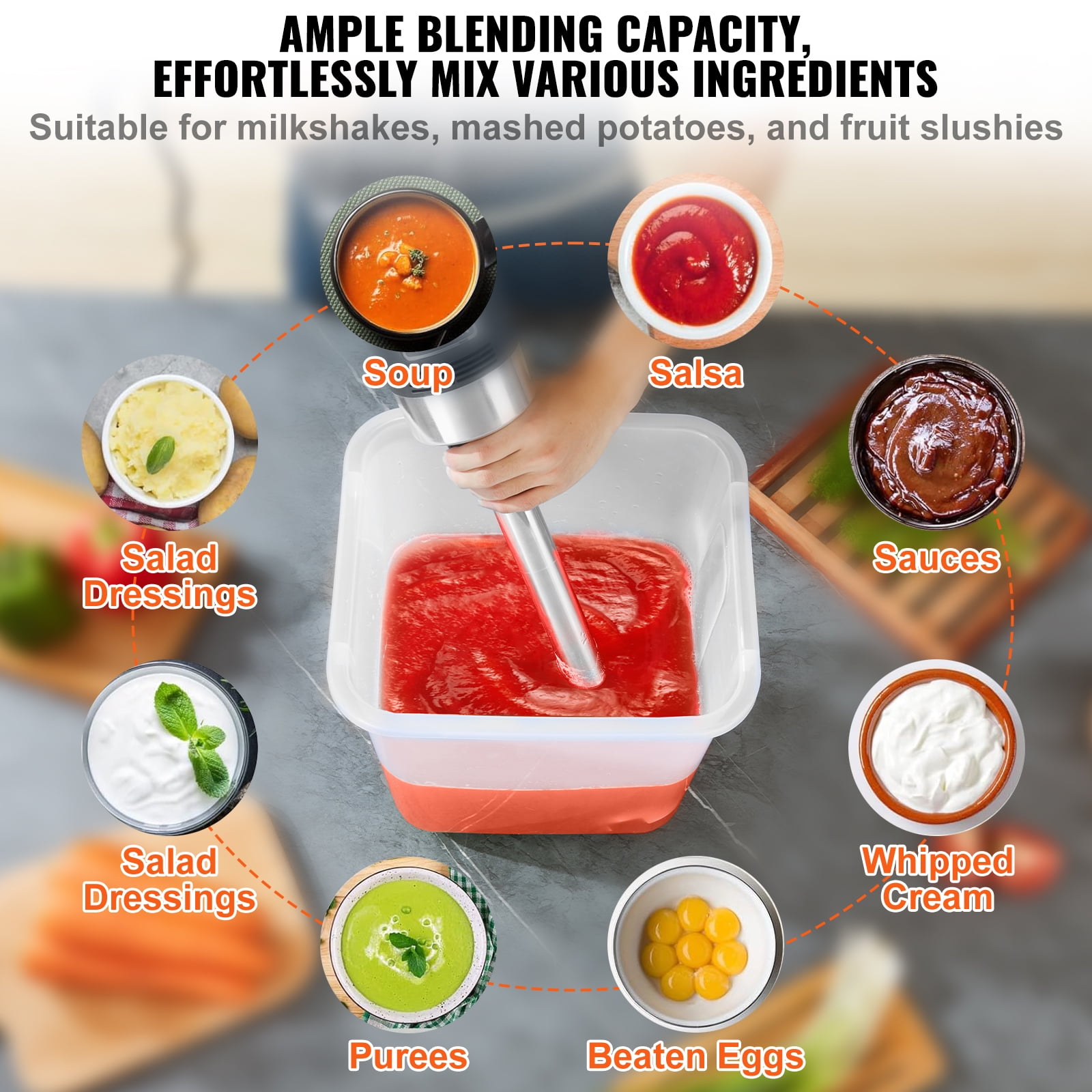 KFFKFF Commercial Immersion Blender - Heavy Duty Hand Mixer with 750W Variable Speed