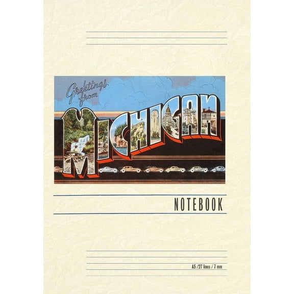 Vintage Lined Notebook Greetings from Michigan, (Paperback)