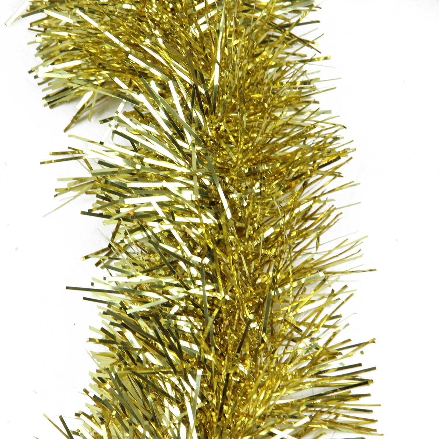 50' Traditional Shiny Gold Foil 3 Ply Christmas Tinsel Garland Unlit