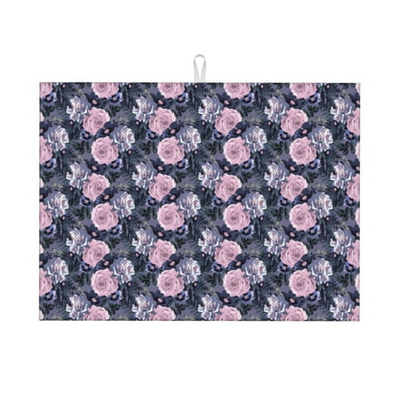

Tebeau Flowers Print Dish Drying Mat for Kitchen Counter Dish Drying Pad with Non-slip Rubber Backed Hide Stain Anti Absorbent for Kitchen Counter Drying Mat