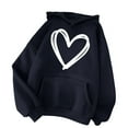 thumbnail image 3 of yievot Women Hoodies Women's Comfortable Sweater Heart Pattern Printed Women's Hooded Pocket Drawstring Sweater, 3 of 4