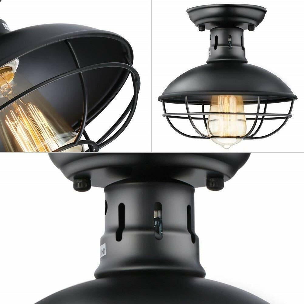 Rustic Farmhouse Metal Cage Ceiling Light Semi Flush Mount Pendant Lamp Fixture!
