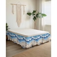 thumbnail image 2 of Coastal Beach Wrap Around Bed Skirts for King Bed 18" Drop,Bed Skirt with Adjustable Elastic Belt Dust Ruffle Bed Valance for Bedroom Hotel Blue Ocean Starfish Shell Seashore Sand Bed Frame Cover, 2 of 7