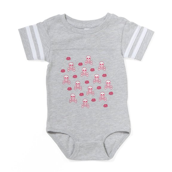 CafePress - Kiss Skulls_Pk - Cute Infant Baby Football Bodysuit