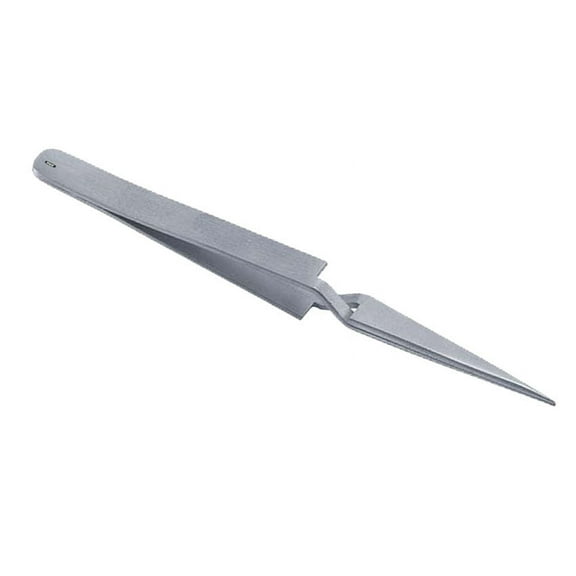 Short Straight Cross Lock Tweezers 4-1/2" Self-Closing Jewelry Stainless Tool
