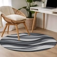 thumbnail image 4 of Round Rugs 3Ft, Black Grey Ombre Round Area Rug Washable Indoor Throw Carpet, Modern Moire Aesthetics Geometric Abstract Small Non Slip Circle Rug for Bedroom Living Room Home Decor Aesthetic, 4 of 8