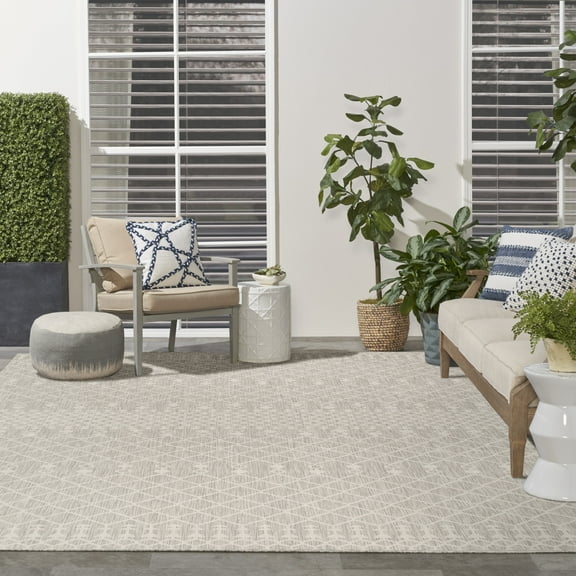 Nourison Positano Indoor/Outdoor Light Grey 9' x 12' Area Rug (9x12)