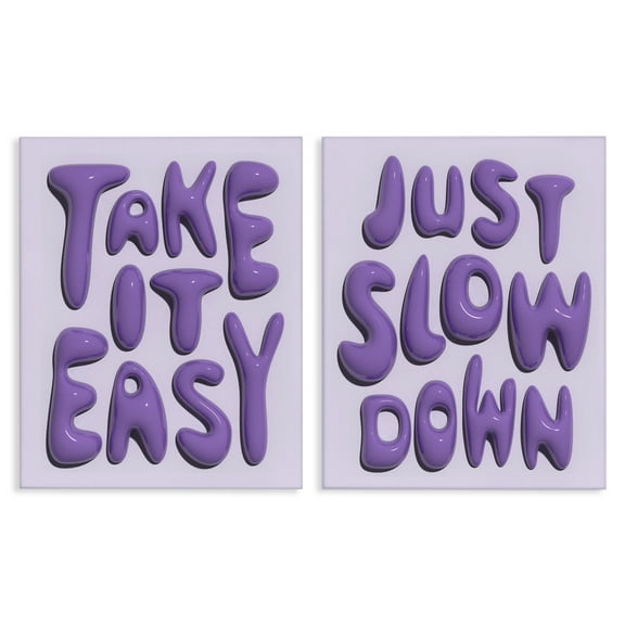 Stupell Industries Slow Down Take It Easy Text & Numbers Painting Wrapped Canvas Art Print Wall Art, 16 x 20, Set of 2