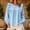 Blue, variant on Women's Round Neck Ruffle Shoulder Cuff Puff Long Sleeve Cotton Linen Crinkled Loose Casual Blouse Spring Summer Tops S-XXL