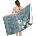 thumbnail image 6 of GZHJMY Fall Daisy Flower Bath/Pool/Beach Towel, 32 in x 52 in, Rustic Wooden Board Super Soft Microfiber Towel for Travel Swimming Pool Beach Spa, 6 of 7