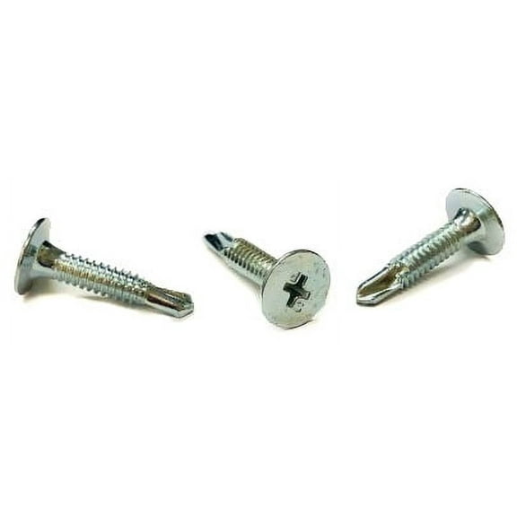 10-24 x 1 7/16" Self-Drilling Screws / Phillips / Wafer Head / Wings / Steel / Zinc - 3000 Piece Carton