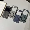 thumbnail image 7 of Vintage PU Leather Case for Samsung Galaxy Z Flip 7, with Hinge Protection, Rotating Magnetic Ring Kickstand, Slim Drop-Proof Hard PC Phone Cover, Classic Style Protective Case, Blue, 7 of 7