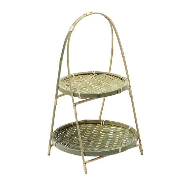 Canasta tejida de bambú, organización de mostrador de cocina, cesta de almacenamiento de verduras de comida portátil, porción de frutas para vacacione Estilo B