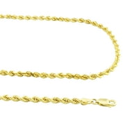 10k Yellow Gold 2.5mm Hollow Rope Chain Pendant Necklace Unisex, 16"- 30"