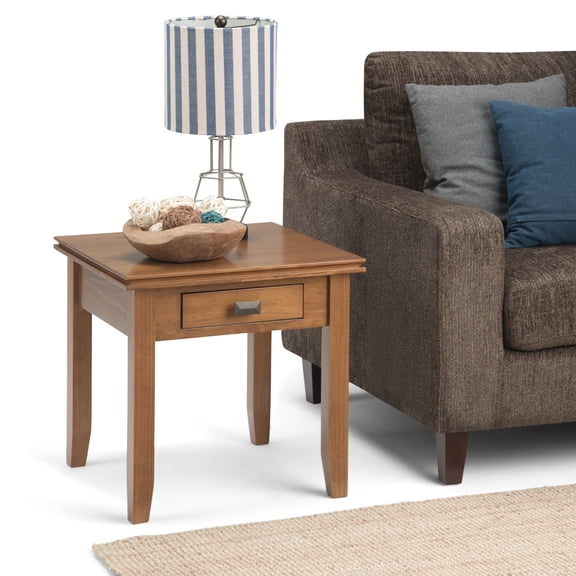 Artisan 21 inch Wide Solid Wood Transitional End Table in Honey Brown