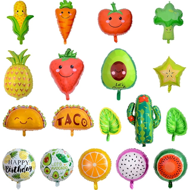 Decoración de fiesta de verano Globo de fruta Cactus tropical Piña Sandía Taco Fresa Globo de película de aluminio