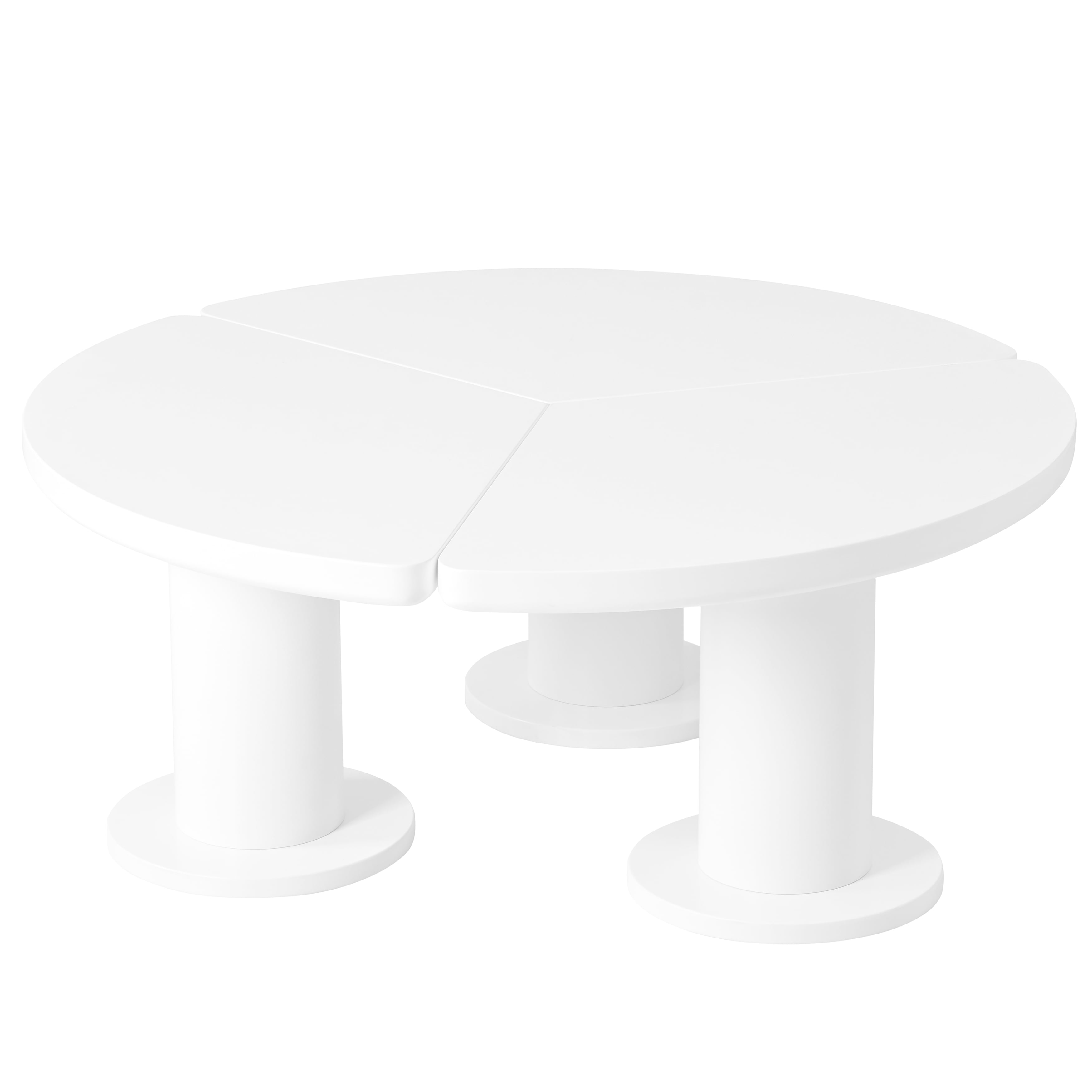 MAYEERTY Φ39.4'' Easy Assembly Round Petal-Shaped Coffee Table, Cream Style Center Table with 3 Thick Legs, Minimalist Irregular End Table with Sleek Round Edges for Living Room, White