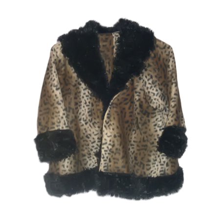 Bizzy Bumpkins Swing Jacket In Leopard Print Fleece With Black Faux Fur Trim 2t