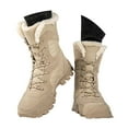 thumbnail image 3 of Gyexs Womens Waterproof Lace up Winter Snow Boots Comfortable High Top Warm Furry Lined Outdoor Lightweight Mid-Calf Booties for Walking Hiking, Khaki, Size 7.5, 3 of 8