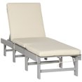 thumbnail image 1 of Outsunny Wooden Folding Chaise Lounge - Set of 1, Light Grey, 1 of 10