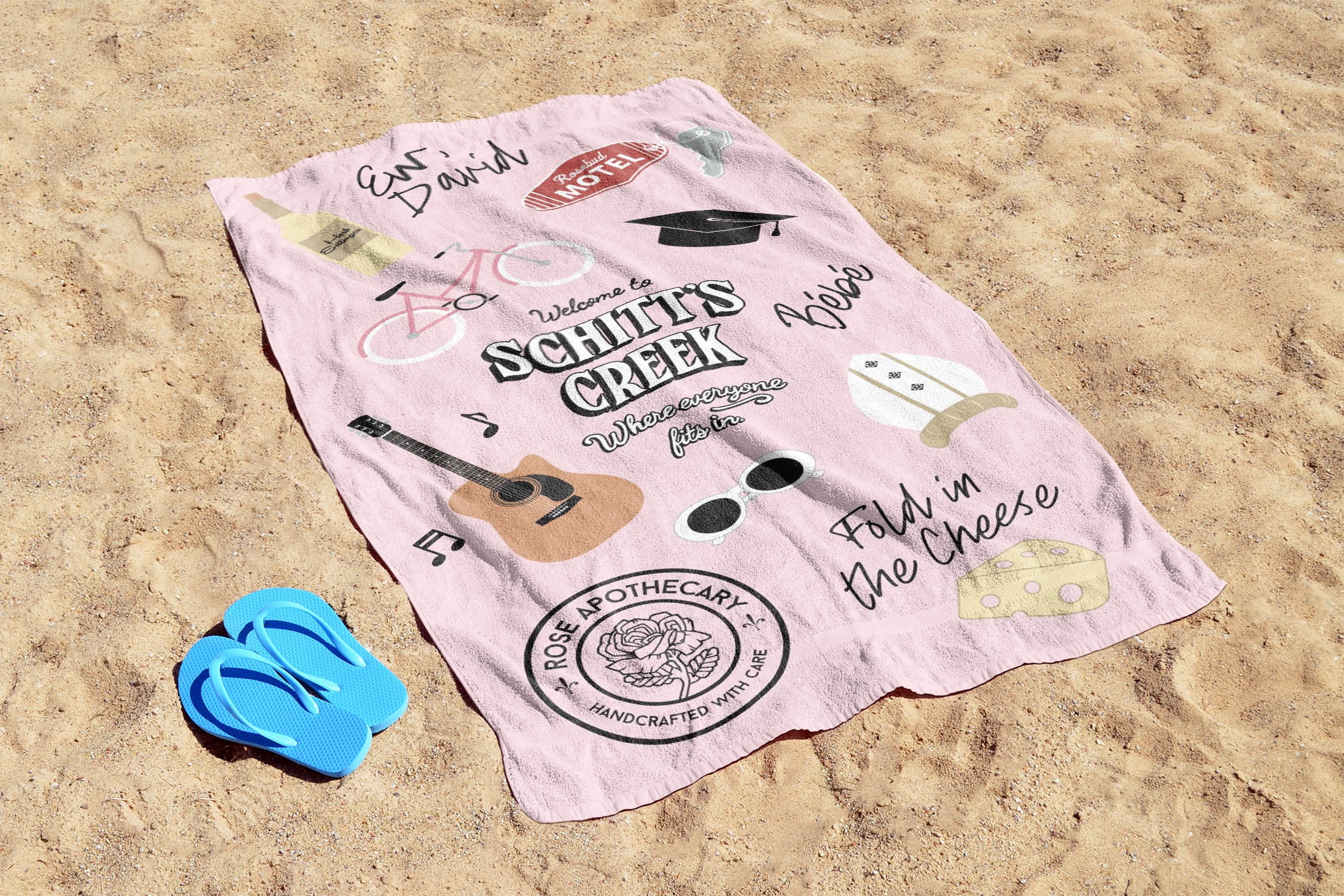 Schitt's Creek Iconic Moments Beach Towel, 34 x 64, Pink, ITV
