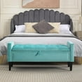 thumbnail image 7 of 47" Velvet Storage , Upholstered Bed  with Storage, End of Bed Ottoman with Wooden Legs,Bedside Storage  for Bedroom, Living Room, or Entryway, Teal, 7 of 7