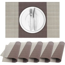 AUQ Woven Vinyl Placemats, 6 Count, Heat Resistant, 18"x12" Table Place Mats