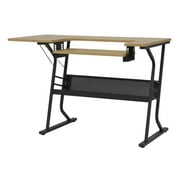 Sew Ready Eclipse Sewing and Craft Table with Adjustable Platform in Black / Maple