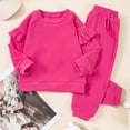 thumbnail image 5 of TOWED22 Baby Girl Clothes Toddler Girl Fall Outfit Long Sleeve Ruffle Shirt Cute Pant Clothing Sets,Hot Pink,4-5 Y, 5 of 6