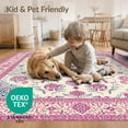 thumbnail image 4 of ODIKA 8'x10' Pink Boho Scroll Mirrored Ornate Damask Border Trellis Vintage Washable Area Rug None for Dining Room, Large Office, Lounge, Non-Slip Chair-Friendly Mat, 4 of 7