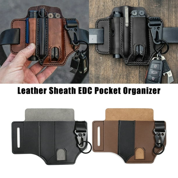 Outdoor Belt Tool Bag with Key Holder, Multitool Leather Sheath EDC