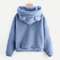 thumbnail image 4 of Fgnfyis Women Long Sleeve Sweatshirt Warm Bear Shape Fuzzy Hoodie Pullover with Pocket Blue M, 4 of 4