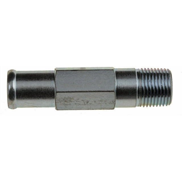 Help By Dorman Heater Hose Fitting 56365 Straight Connector; 5/8 Inch Hose Barb; 3/8 Inch NPT; 2-3/4 Inch Length; Straight; Natural; Silver; Steel
