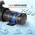 thumbnail image 3 of VEVOR Above Ground Pool Pump, 1HP, 80 GPM Max. Flow Single Speed Swimming Pool Pump, 120V 3450 RPM 36 ft Max. Head Lift Pool Pump with Filter Basket, for Above Ground Pools Hot Tubs Spas, Tested to UL, 3 of 9