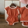thumbnail image 2 of Weebloom Baby Girl Clothes Set Boys Clothes Knitted Sleeveless Jumpsuit Bodysuit Summer Girls Romper Orange 0-3 Months, 2 of 3