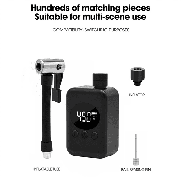 Portable Mini Electric Air Pump Bicycle Tire Inflator with Valves Suitable for Road Bike and Motorcycle White