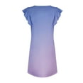 thumbnail image 4 of WTOBBY Women's Summer Dress with Ruffle Sleeve V-Neck Short Length, Fashion Casual Flowy A-Line Swing Sundress with Pocket, Gradient Print for Beach and Party Wear, Light and Airy,Purple S, 4 of 4