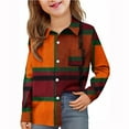 thumbnail image 2 of Long Sleeve Plaid Button Up Shirts for Boys Girls Classic Collared School Uniform Tops Kids and Toddlers Blouses (3 Years, Orange), 2 of 7