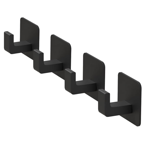 ZHZFKQ 4 Pack Self Adhesive Square Coat Hooks, Sturdy No Drilling Robe Hook, Stainless Steel Heavy Duty Clothes Hanger, Wall Hooks for Bathroom Bedroom Kitchen (2 Inch, Black)