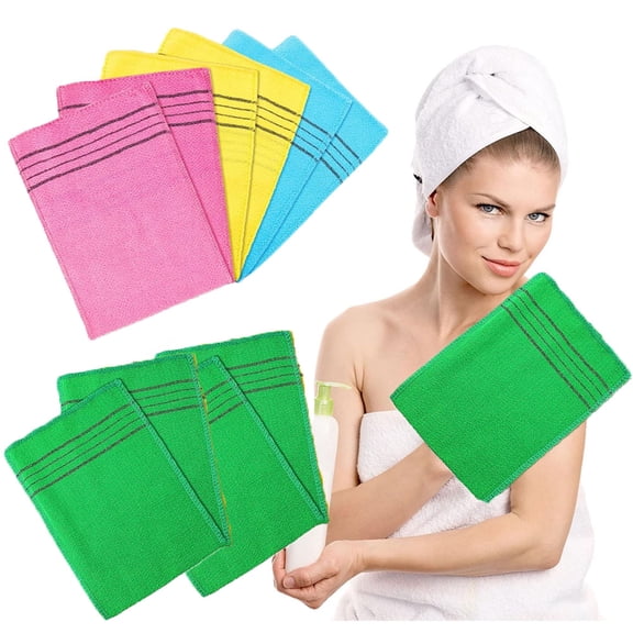 10 Pieces Exfoliating Washcloth Mitt Asian Exfoliating Bath Body Scrub Towel Double Sided Exfoliating Cloth Gloves Dead Skin Spa Wash Cloth