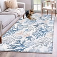 thumbnail image 3 of Summer Ocean Area&nbsp;Rug 3x5ft Blue Coral Seashell Starfish Nautical Coastal Non-Slip&nbsp;Washable Square&nbsp;Rugs Soft Felt Indoor Floor Mat for Bedroom Kitchen Living Room Bathroom, 3 of 9