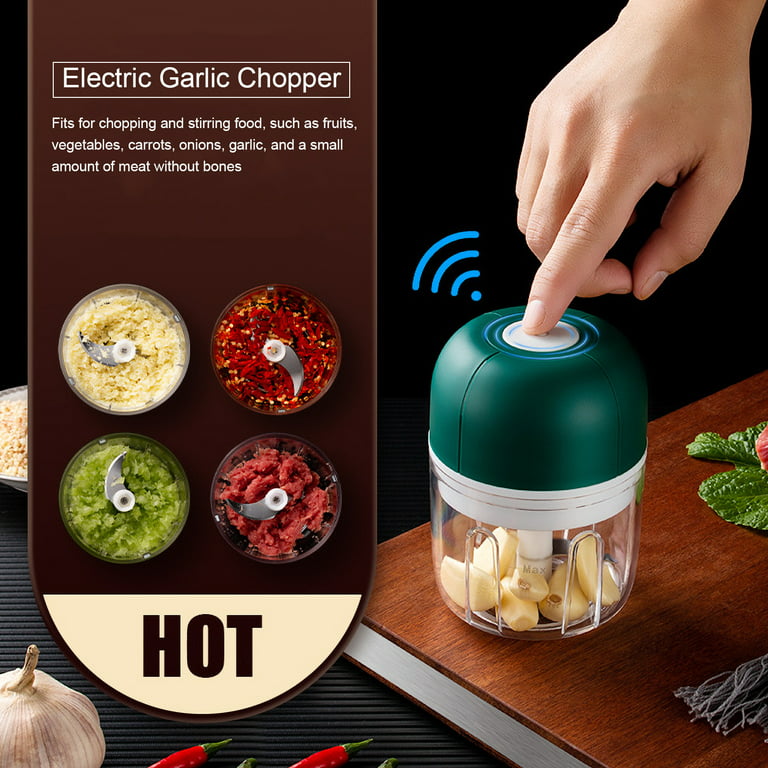 Electric 250ML Garlic Press Chopper Chili Onion Fruits Meat Mincer