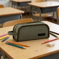 thumbnail image 7 of UALSRZL Pencil Case, Large Capacity Pencil Pouch Multi-Layer Zipper with Handle, Canvas Portable Stationery Organizer Bag for School Office Supplies, 7 of 7