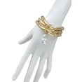thumbnail image 4 of Time And Tru Women's Baroque Pearl Drop Gold Stretchy Bracelet Set, 4 of 5