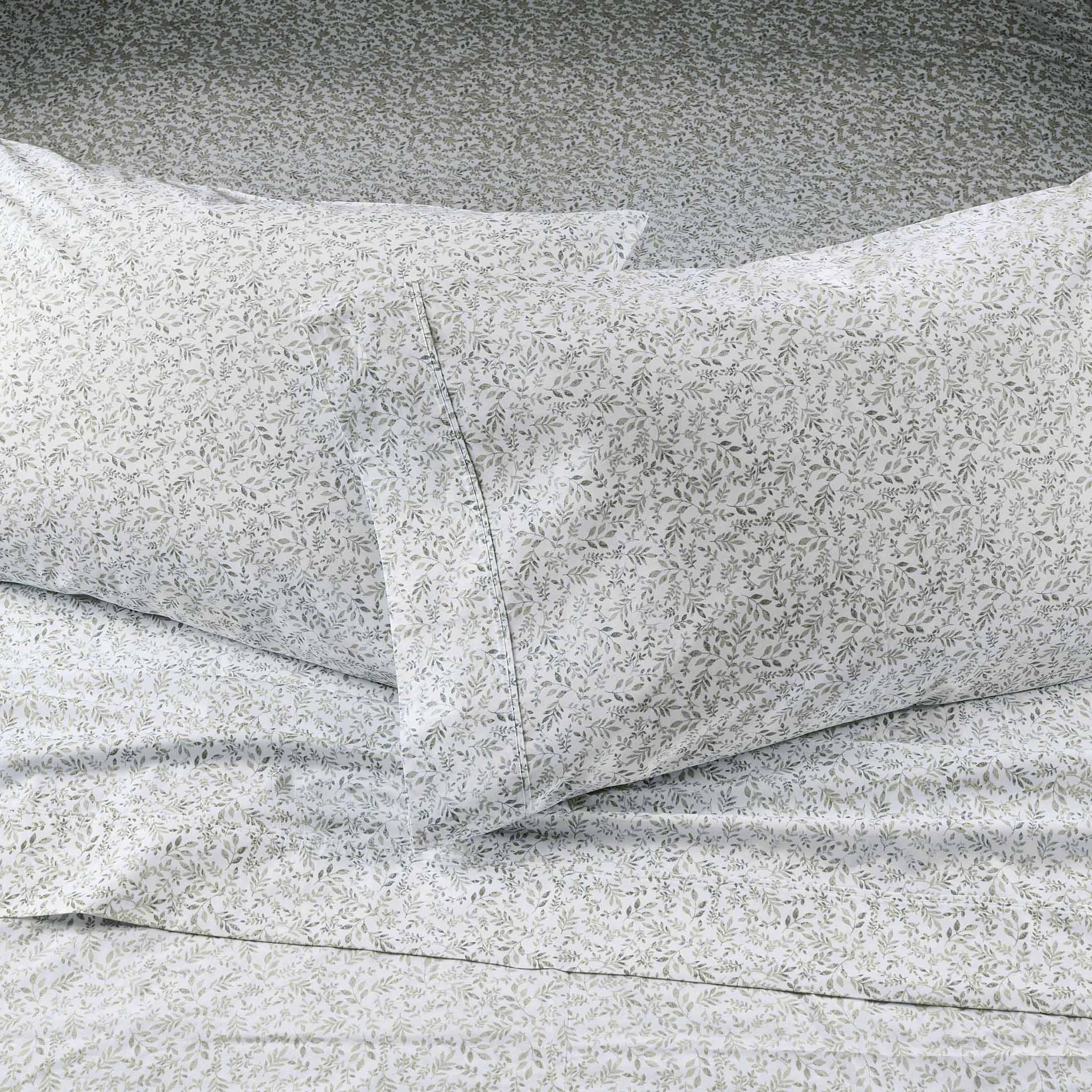 Better Homes & Gardens Soft Silver Botanical Cotton Percale Pillowcases, Standard/Queen (2 Count)