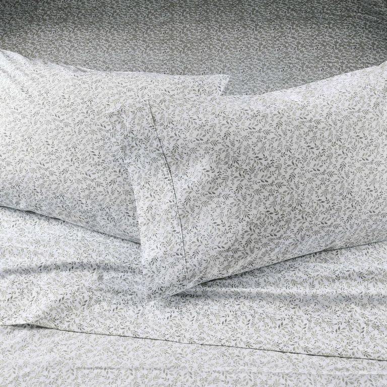 Soft Silver Botanical Cotton Pillowcase Set, King, 2-Piece photo 7