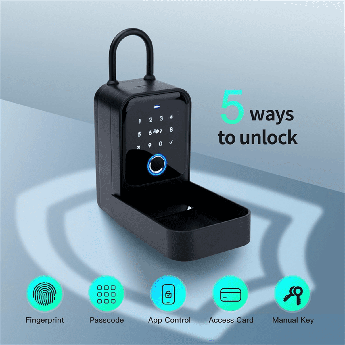 Smart Key Lock Box, Fingerprint, Control, Key, Password, Access Card, Bluetooth Unlock, Office Security - Wall-Mounted