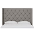 thumbnail image 3 of Benjara Ezra Queen Size Storage Bed, Tall Button Tufted Wingback Headboard, Gray, 3 of 5