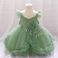 thumbnail image 3 of Efsteb Girls Birthday Dress Cute Tulle Formal Wedding Party Ruffle Tutu Princess Dresses (Green,2 Years), 3 of 8