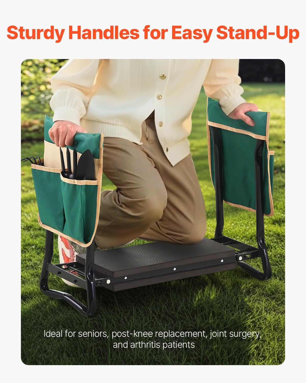 Colourfull Garden Kneeler and Seat, 330 lbs Load Capacity, 8" EVA Wide Pad, Foldable Garden Stool, Kneeling Bench for Gardening with Tool Bag, Gifts for Women, Grandparents, Seniors, Mom and Dad